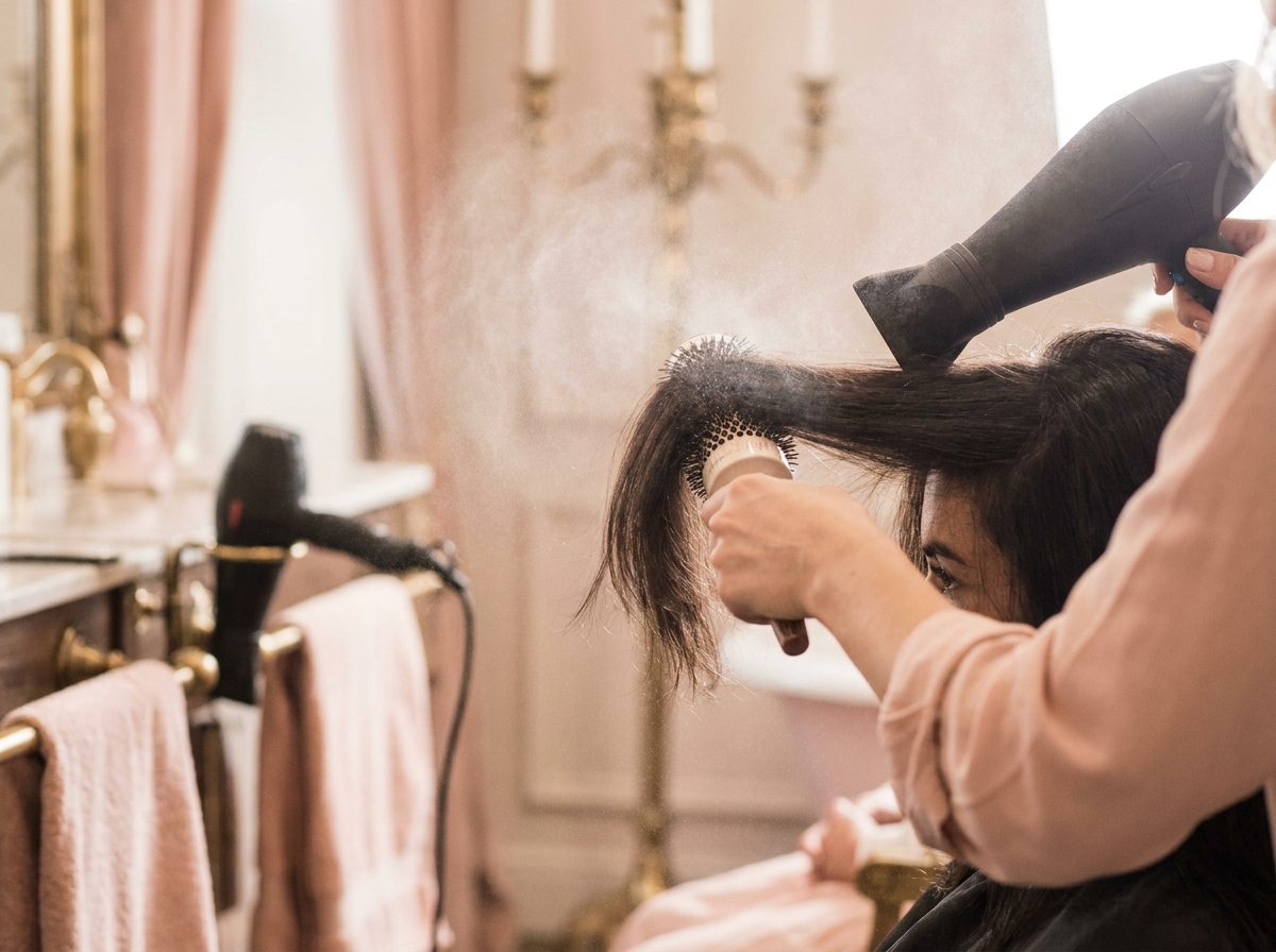 Echipa Salon Onyx pregătind un client